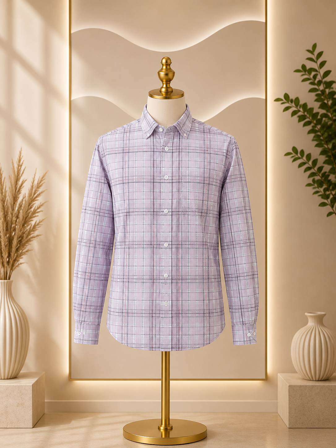 ChatGPT Image Jul 15, 2026, 10_12_18 AM Lavender Windowpane Check Formal Shirt - Image 1