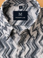 Modern Line Geometric Wave Formal Shirt - Image 3