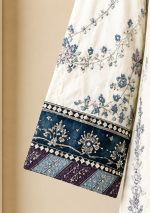 Premium Off-White & Teal Blue Embroidered Three-Piece - Image 4