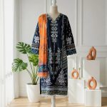 Contrast Embroidered Three-Piece
